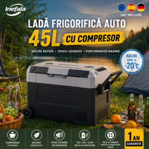 Cea mai buna Lada Frigorifica Auto Portabila 12V 45L cu Compresor Inefala