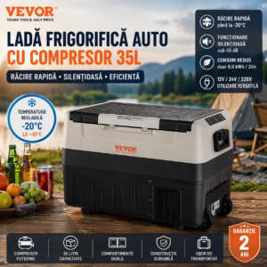 Lada Frigorifica Portabila Auto cu Compresor VEVOR 35L -12V/24V/220V